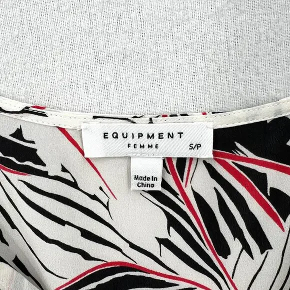 EQUIPMENT Layla Silk Print Cami Womens Small White Black Floral Leaf Print Layer - Picture 10 of 15